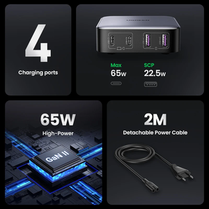 อะแดปเตอร์ชาร์จเร็ว 65W USB C Nexode 4 พอร์ต GaN สำหรับโทรศัพท์มือถือ แล็ปท็อป รุ่น CD327 ชาร์จเร็ว - Product Image 6