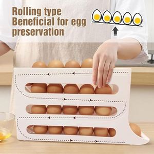 Slide Egg Carton Refrigerator Side Door Four Tier Automatic Egg <b>Roller</b> Kitchen Countertop Drop Proof Egg Organizer - Product Image 2