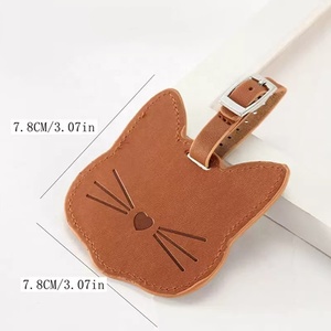 Promotional Colorful Blank Support Custom Logo Leather Smart Cute <b>Cat</b> Shape Luggage Tag with Wire - Product Image 4