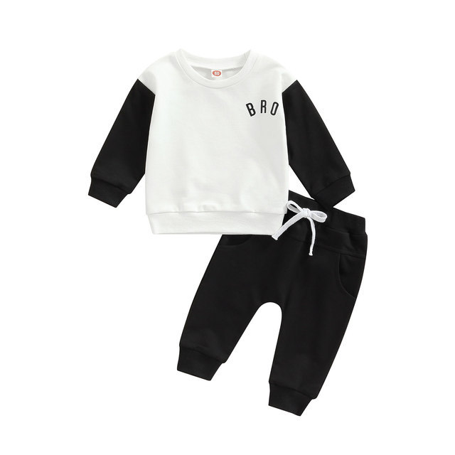 BRO Letter Boy Baby Sweatsuit Tracksuit Clothes Set
