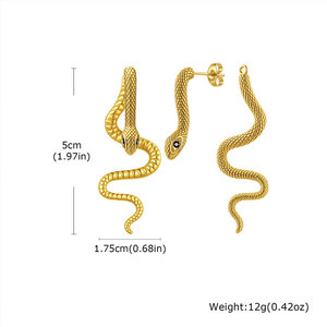 Pendientes de Serpiente de Acero Inoxidable 316L Coreanos al por Mayor, Chapados en Oro PVD de 14k y 18k, Joyería de Alta Calidad para Mujer - Product Image 5