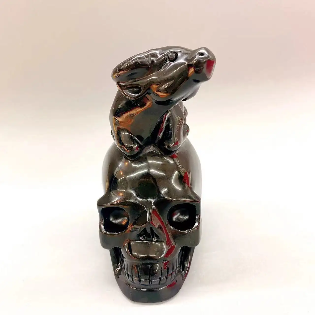 Wholesale Natural Hand Carved Black Obsidian Skulls Crystal Crafts For Decoration