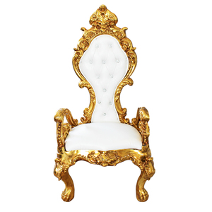 Chaises King and High Back moins chères sur le trône en or chaise de mariage de luxe royale pour le marié et la mariée chaise d'hôtel antique banquet - Product Image 5