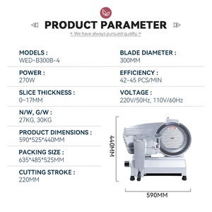 WED-B300B-4 Welldone Nueva Máquina Rebanadora <span class=keywords><strong>de</strong></span> Carne Congelada Semiautomática <span class=keywords><strong>de</strong></span> 12 Pulgadas, Grosor Ajustable, Portátil, para Charcutería y Uso Doméstico - Product Image 6