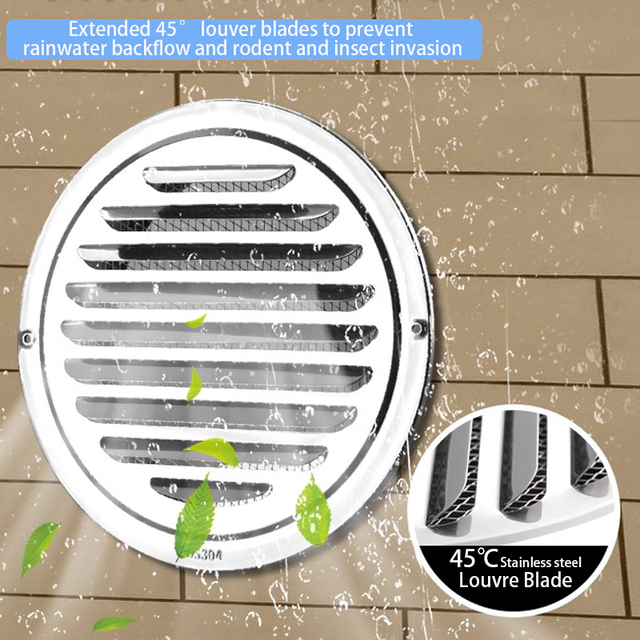 Modern Stainless Steel Exhaust Grille Louvered Air Vent Screen Mesh External Wall Dryer Duct Cover Flap Warehouse Easy