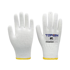 Guantes de algodón de alta calidad 30-70g/par calibre 7/10 lejía guantes de trabajo de seguridad de punto blanco <span class=keywords><strong>Natural</strong></span> al por mayor - Product Image 2