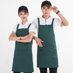 Dark Green Polyester Apron With Pockets For Restaurant Bar Staff Uniforms - Product Image 1