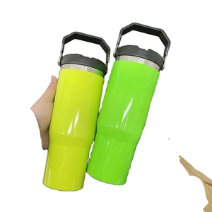 Gobelet isotherme jaune fluo anti-fuite de 30 oz, vierge pour sublimation, sans BPA, avec poignée, pour café de voyage - Product Image 1