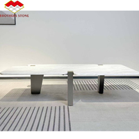 Table basse et de salle à manger en pierre frittée blanche, design pratique, meuble de salon moderne avec pieds en métal, plateau en pierre frittée, pour chambre et hall