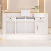 Comptoir de bar moderne en MDF avec éclairage LED, lignes verticales, armoire, comptoir de caisse pour restaurant, café, hôtel, centre commercial, réception de magasin