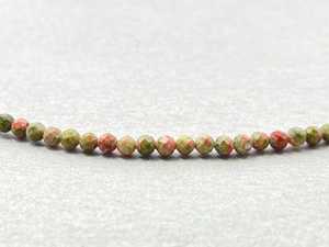 Collar de Unakita Facetada, Joyería Delicada con Piedras Preciosas, Cuentas Microfacetadas, Collar de Cristal, Joyería Minimalista, Pequeñas Piedras Preciosas - Product Image 1
