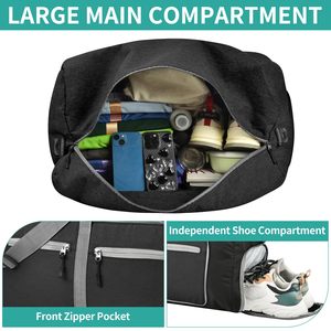 Tear-Resistant 600D Gym & Weekend Bag 40L/65L/85L/115L <b>Foldable</b> Travel Duffle Bag with <b>Shoe</b> Compartment - Product Image 4