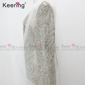 WDP-069 lớn làm bằng tay keering dài thiết kế rõ ràng kính đính cườm vạt áo Rhinestone đính vá - Product Image 5