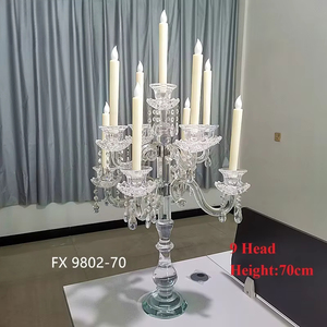 9 đầu cao pha lê nến centerpieces đám cưới Bảng trang trí thủy tinh người giữ ngọn nến đứng - Product Image 3