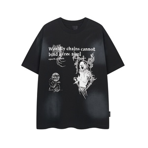 T-shirt à manches courtes de haute qualité 100% coton, imprimé cartoon sombre post-apocalyptique, streetwear, 230GSM, poids lourd - Product Image 4