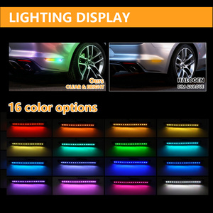 Feux de position latéraux LED RVB fumés transparents en gros pour <span class=keywords><strong>Ford</strong></span> <span class=keywords><strong>Mustang</strong></span> 2015-2023, réflecteur de pare-chocs arrière, feu de signalisation arrière - Product Image 2