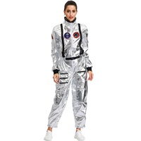 Costume d'astronaute unisexe, combinaison spatiale argentée pour femmes et hommes, costume d'astronaute pour Halloween