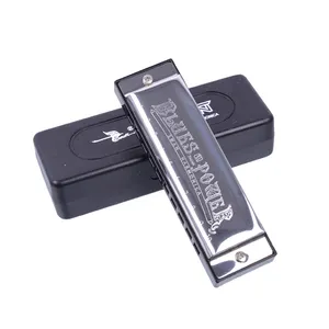 SWAN SW1020H-1 10 Hole 20 Tone Senior Blues Stainless Steel Cover Plate Square Harmonica