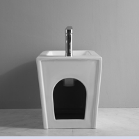 Ensemble WC Bidet Monobloc en Céramique, Style Européen Moderne, Écologique, Auto-Nettoyant, avec Jet Vertical Anti-Rayures pour Femmes