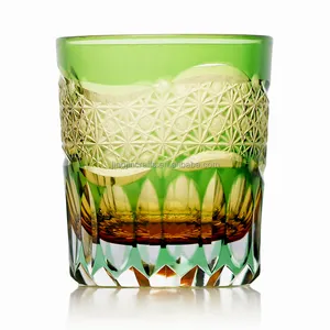 יוקרה צבעוני זכוכית ויסקי כוס יפנית אדו Kiriko סגנון עופרת משלוח קריסטל לחתוך כדי ברור אמבר זכוכית ברנדי שתיית כוס