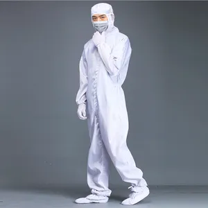 Vestido de quarto limpo modular antiestático, azul branco, roupas de trabalho para sala de limpeza