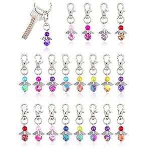 Customized Brand Birthstone Angel Keychain Personalized Guardian Angel <b>Keyring</b> Custom Logo Wedding Favor Baptism Memorial - Product Image 1