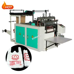 HDPE LDPE 필름 열 밀봉 및 절단 의류 및 쇼핑 비닐 봉투 만들기 기계를위한 순수 또는 다채로운 티셔츠 가방