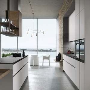 SANTOPOVA High Gloss Laminate Pull Out Home Furniture <b>Wall</b> Sink <b>Kitchen</b> <b>Cabinets</b> Usa with Glass Doors - Product Image 3