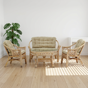 Juego de Muebles de Ratán para Sala de Estar, Estilo Costero, Sofá y Sillones Acolchados, Muebles Modernos para el Hogar - Product Image 3