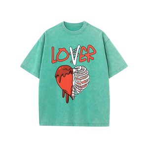 เสื้อยืดพิมพ์ลายแนวสตรีทของผู้ชายเสื้อคอตตอน100% ซักกรดปกเสื้อแขนสั้นโอเวอร์ไซส์สไตล์ฮิปฮอปถักคุณภาพสูง - Product Image 6