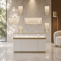 Vitrine murale pour bijoux avec éclairage LED, personnalisable pour bijouterie, présentoir à jade