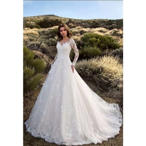 Robe unie élégante en gros, nouvelle collection de robes de mariée pour femmes à manches longues - Product Image 3