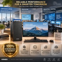 Komputer Desktop Mini Hemat Ruang 15L Tower PC Hygon 3350 8 Core 8GB 512GB NVMe SSD 2GB Grafis Khusus 23.8 Inch