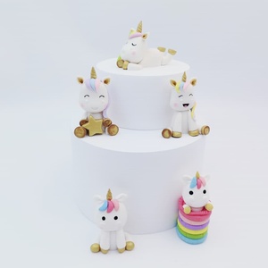 Minyatür Diy kiti yeni çocuk mal küçük unicorn figürinler polimer kil plastik karakterler süsler oyuncaklar toptan sevimli süsler - Product Image 2