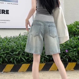 Nouveau <span class=keywords><strong>short</strong></span> <span class=keywords><strong>en</strong></span> <span class=keywords><strong>jean</strong></span> respirant pour femmes enceintes taille élastique décontracté soutien du ventre Version coréenne lâche maternité été Shorts - Product Image 6