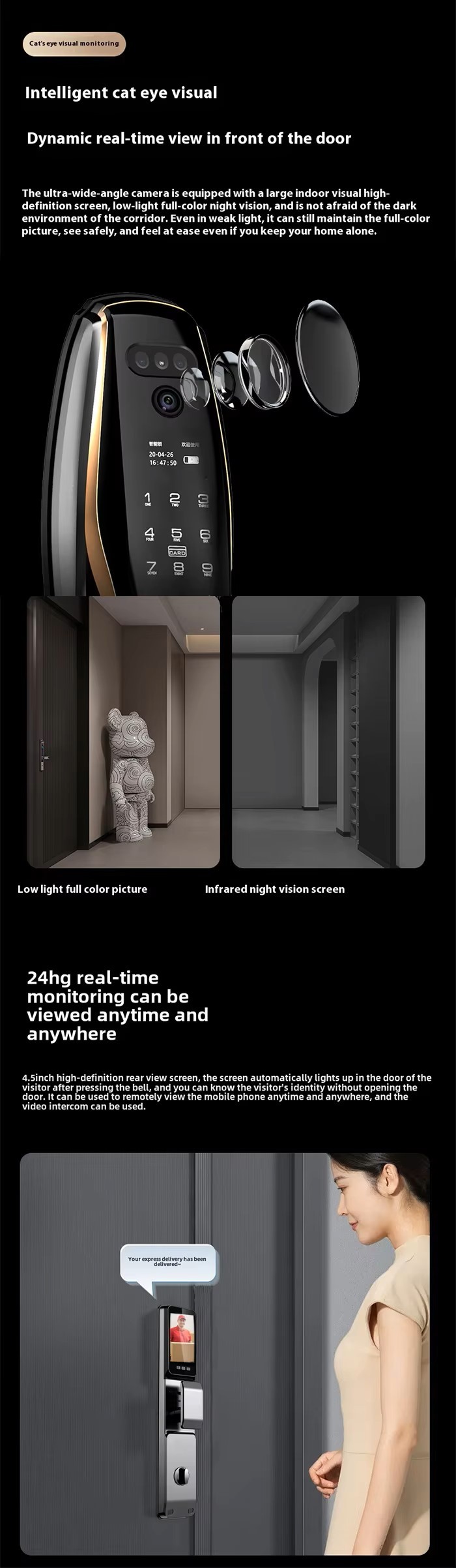 Tuya WiFi Smart Digital Door Lock with 3D Face Recognition and Camera Biological Wooden Door Smart Lock · image 5