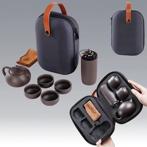 Tradizionale cinese giapponese tazza da tè custodia protettiva EVA custodia viola argilla teiera da tè può strofinaccio portatile borsa da viaggio - Product Image 4