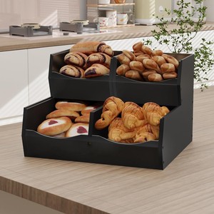 Portaspezie da <span class=keywords><strong>Cucina</strong></span> in Legno Massello a Più Livelli, Cesto Portaoggetti a Doppio Strato <span class=keywords><strong>per</strong></span> Frutta, Verdura e Snack da Soggiorno - Product Image 3