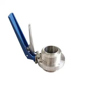 Katup baja tahan karat, benang katup kupu-kupu Manual SS316L Stainless Steel dengan pegangan tarik