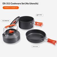 Ensemble de cuisine de camping portable en aluminium, kit de casseroles et poêles pliables et légers, équipement de cuisson en plein air pour la randonnée et le camping