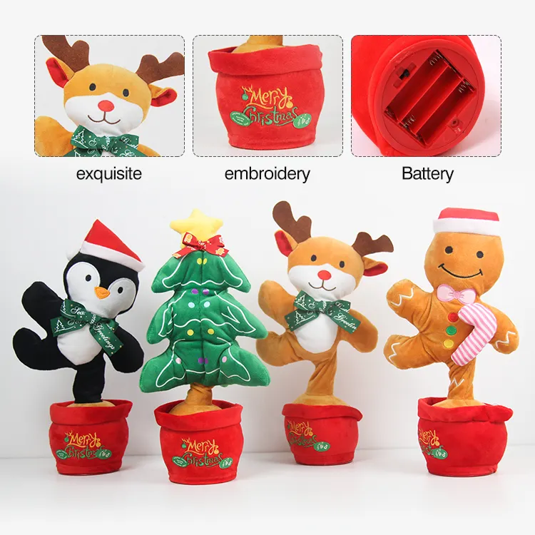 Sogifo New Creative Music Talking Toys Electric Plush Santa Claus Toys Dancing Christmas Gifts Dancing Santa For Kids Toys