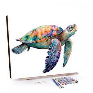 Kit de iniciación <span class=keywords><strong>para</strong></span> adultos <span class=keywords><strong>tortuga</strong></span> marina animales trabajo hecho a mano lienzo 40x50cm pintura acrílica por números DIY decoración del hogar - Product Image 2
