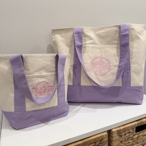 Borsa Shopper in Tela di Cotone Personalizzata con Logo Ricamato, Mini, Blu Menta e Rosa, per Regali e Caramelle - Product Image 4