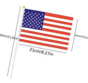 Produits les plus vendus - Drapeau américain personnalisé de 14x21 cm, petit drapeau à agiter à la main en polyester, drapeau à agiter à la main personnalisé - Product Image 4