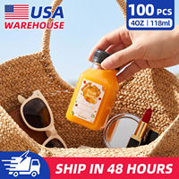 100 bouteilles de jus en plastique transparent de 4 oz, contenants carrés en PET pour boissons, bouteilles avec bouchons pour bar, café, à emporter