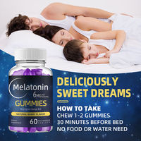 Gummies à la mélatonine 6mg saveur naturelle de baies, complément alimentaire pour favoriser le sommeil profond chez les adultes, OEM ODM Marque Privée