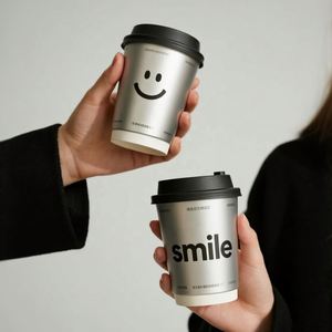 Biodegradable 8/10/12/14/16 oz Hot Gold Stamped Paper <b>Cups</b>, Luxury Disposable Coffee <b>Cups</b> with Gold Foil Logo, - Product Image 1