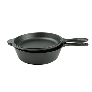 Ensemble de poêles Combo Cooker <span class=keywords><strong>en</strong></span> <span class=keywords><strong>fonte</strong></span>, comprenant une casserole à sauce couverte de 2 qt et une poêle à frire <span class=keywords><strong>en</strong></span> fer brut épaissi, faite à la main, de style ancien - Product Image 2
