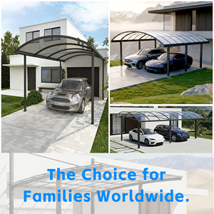 Abri de voiture en aluminium gris <span class=keywords><strong>sur</strong></span> <span class=keywords><strong>mesure</strong></span> avec <span class=keywords><strong>toit</strong></span> en polycarbonate résistant au vent fort et aux charges de neige élevées - Product Image 6