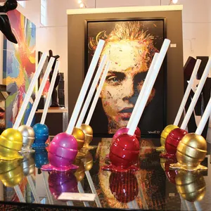 Patung Seni Pop Permen Paling Populer Patung Lollipop Serat Kaca untuk Kantor Rumah Hotel